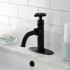 Bathroom Faucet, Fuller, One-Handle 1-Hole with Pop-Up Drain in Matte Black