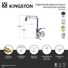 Bathroom Faucet, Fuller, One-Handle with Push Pop-Up Drain in Polished Chrome