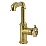 Bathroom Faucet, Fuller, Single Hole with Push Pop-Up Drain in Brushed Brass