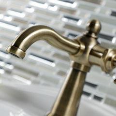 Bathroom Faucet, Hamilton, 1-Hole with Cross Handle in Antique Brass