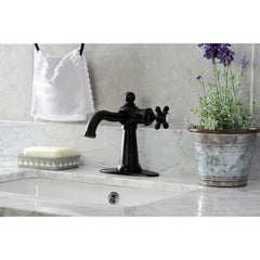 Bathroom Faucet, Heirloom, 1-Hole with Deck Plate in Matte Black