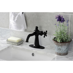 Bathroom Faucet, Heirloom, 1-Hole with Deck Plate in Matte Black