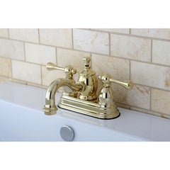 Bathroom Faucet, Heirloom, 4-Inch Centerset in Polished Brass