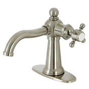 Bathroom Faucet, Heirloom, One-Handle 1-Hole with Push Pop-Up Drain in Brushed Nickel
