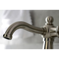 Bathroom Faucet, Heirloom, One-Handle 1-Hole with Push Pop-Up Drain in Brushed Nickel