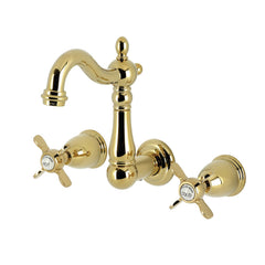 Bathroom Faucet, Heirloom, Wall Mount with Double Handles in Polished Brass