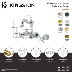 Bathroom Faucet, Heirloom, Wall Mount with Double Handles in Polished Brass