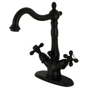 Bathroom Faucet, Heritage, Double Cross Handle in Matte Black