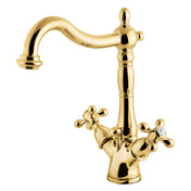 Bathroom Faucet, Heritage, Double Cross Handle in Polished Brass