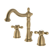 Bathroom Faucet, Heritage, Two Cross Handles in Brushed Brass