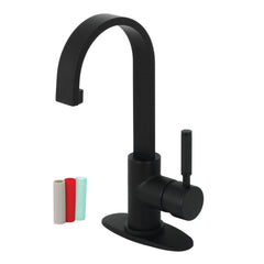 Bathroom Faucet, Kaiser, One-Handle with Push Pop-Up Drain in Matte Black