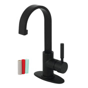 Bathroom Faucet, Kaiser, One-Handle with Push Pop-Up Drain in Matte Black