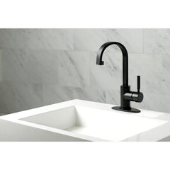 Bathroom Faucet, Kaiser, One-Handle with Push Pop-Up Drain in Matte Black