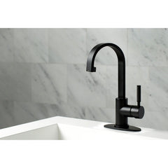 Bathroom Faucet, Kaiser, One-Handle with Push Pop-Up Drain in Matte Black