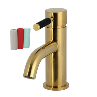 Bathroom Faucet, Kaiser, Single Handle with Push Pop-Up Drain in Brushed Brass