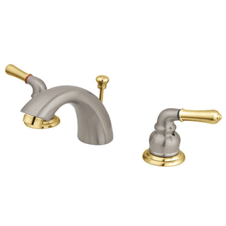 Bathroom Faucet, Magellan, Two-Handle 3-Hole in Brushed Nickel and Polished Brass