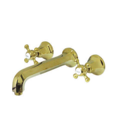 Bathroom Faucet, Metropolitan, Two-Handle, 3-Hole, Wall Mount, Polished Brass