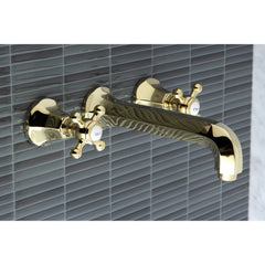 Bathroom Faucet, Metropolitan, Two-Handle, 3-Hole, Wall Mount, Polished Brass