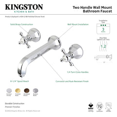 Bathroom Faucet, Metropolitan, Two-Handle, 3-Hole, Wall Mount, Polished Brass