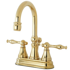 Bathroom Faucet, Naples, 4-Inch Centerset Double-Handle in Polished Brass
