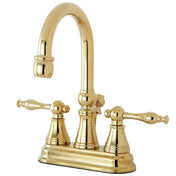 Bathroom Faucet, Naples, 4-Inch Centerset Double-Handle in Polished Brass