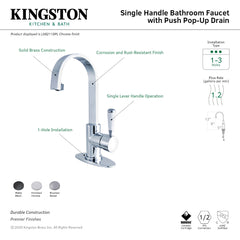 Bathroom Faucet, Paris, One-Handle 1-Hole with Push Pop-Up Drain in Matte Black