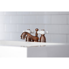 Bathroom Faucet, Restoration, Two-Handle Mini-Widespread in Antique Copper