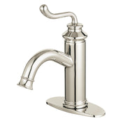 Bathroom Faucet, Royale, One-Handle with Push Pop-Up Drain in Polished Nickel