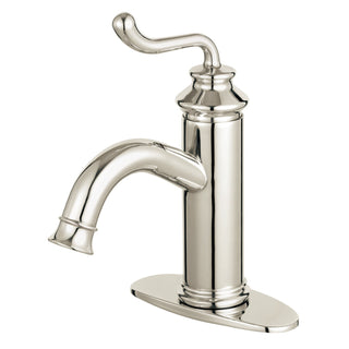 Bathroom Faucet, Royale, One-Handle with Push Pop-Up Drain in Polished Nickel