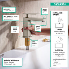Bathroom Faucet, Tecturis E, Single-Hole, Pop-Up Drain, Brushed Nickel