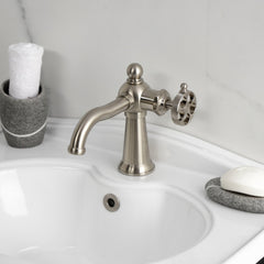 Bathroom Faucet, Wendell, Single-Hole with Knurled Handle in Brushed Nickel