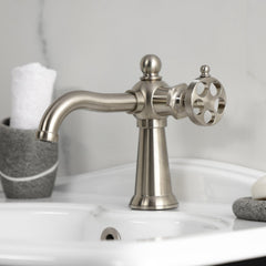 Bathroom Faucet, Wendell, Single-Hole with Knurled Handle in Brushed Nickel