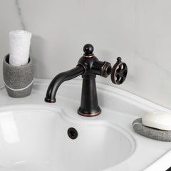 Bathroom Faucet, Wendell, Single-Hole with Knurled Handle in Naples Bronze