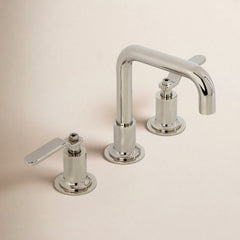 Bathroom Faucet, Whitaker, Deck Mount, Brass, Polished Nickel