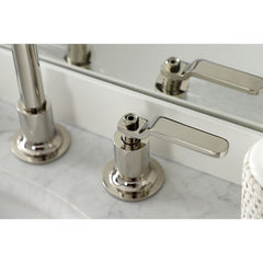 Bathroom Faucet, Whitaker, Deck Mount, Brass, Polished Nickel