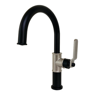Bathroom Faucet, Whitaker, One-Handle 1-Hole in Matte Black/Polished Nickel
