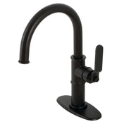 Bathroom Faucet, Whitaker, One-Handle 1-Hole with Push Pop-Up Drain in Matte Black