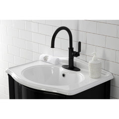 Bathroom Faucet, Whitaker, One-Handle 1-Hole with Push Pop-Up Drain in Matte Black