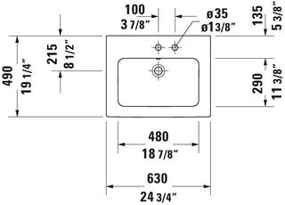 Bathroom Sink, Me By Starck, Rectangular, Ceramic, 24.75 in. W, White