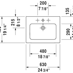Bathroom Sink, Me By Starck, Rectangular, Ceramic, 35.63 in. W, White