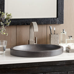 Bathroom Sink, Tolosa, Oval, Dual-Mount, Concrete, Slate
