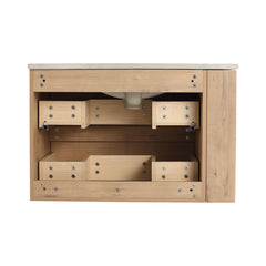 Bathroom Vanity, 30 in Wall-Mounted Single Sink in Imitative Oak with White Resin Top