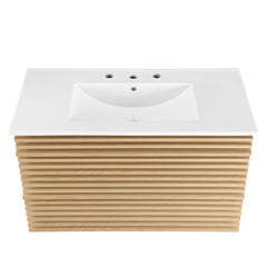 Bathroom Vanity, 36 in, Wall-Mounted with Ceramic Sink and Two Drawers