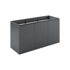 Bathroom Vanity, 48 Inch Wall-Mount in Gray with Black Top