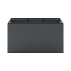 Bathroom Vanity, 48 Inch Wall-Mount in Gray with Black Top