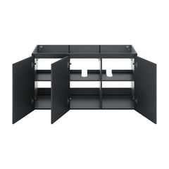 Bathroom Vanity, 48 Inch Wall-Mount in Gray with Black Top
