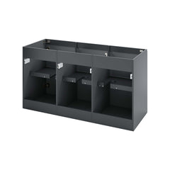 Bathroom Vanity, 48 Inch Wall-Mount in Gray with Black Top