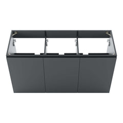 Bathroom Vanity, 48 Inch Wall-Mount in Gray with Black Top