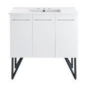 Bathroom Vanity, Annecy, 36 Inch with Ceramic Sink Top in White