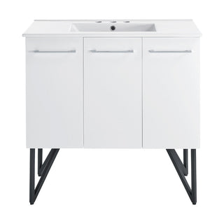 Bathroom Vanity, Annecy, 36 Inch with Ceramic Sink Top in White